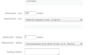 Einstellungsmöglichkeiten bei booksfactory.de