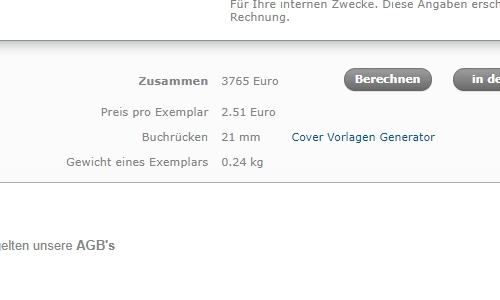 Einstellungsmöglichkeiten bei booksfactory.de