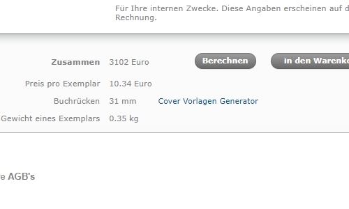 Einstellungsmöglichkeiten bei booksfactory.de