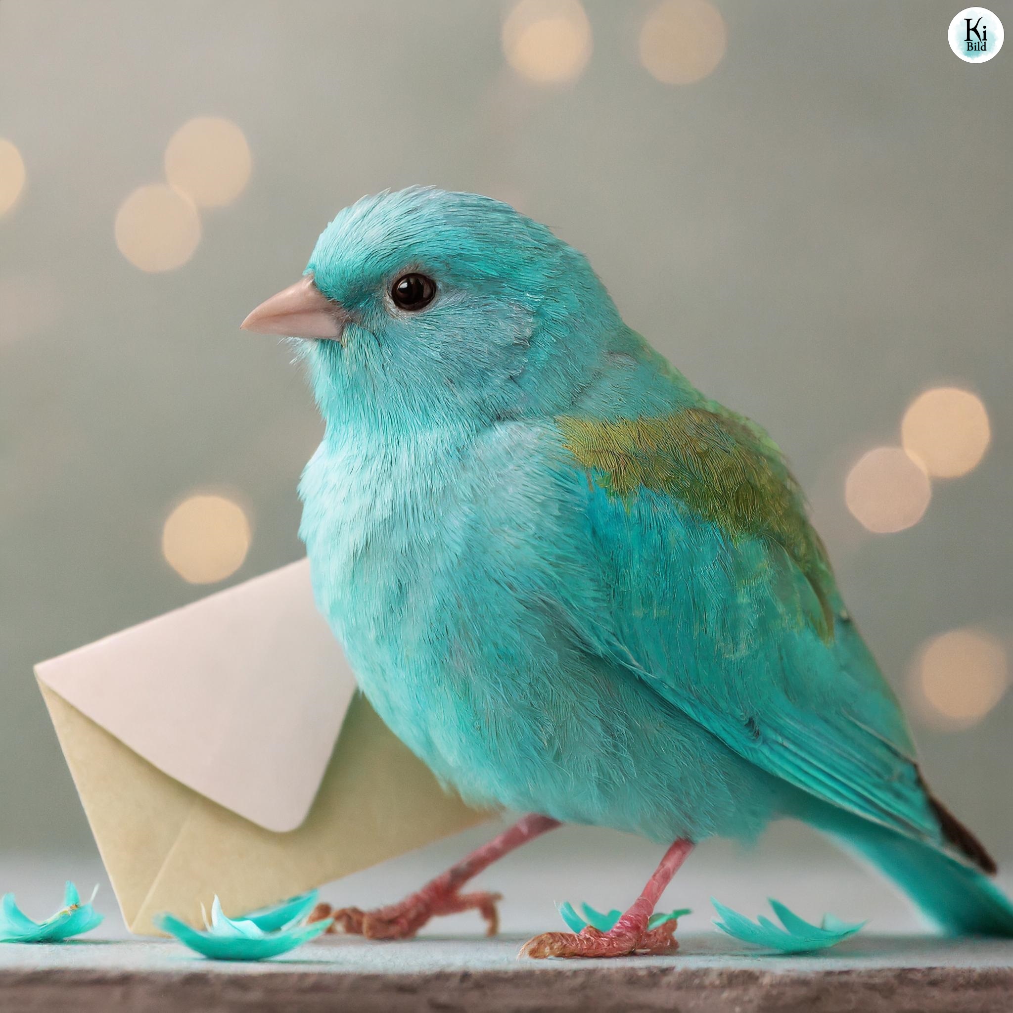 BüWa Ein türkiser Vogel mit einem Brief mit einer BüWa.